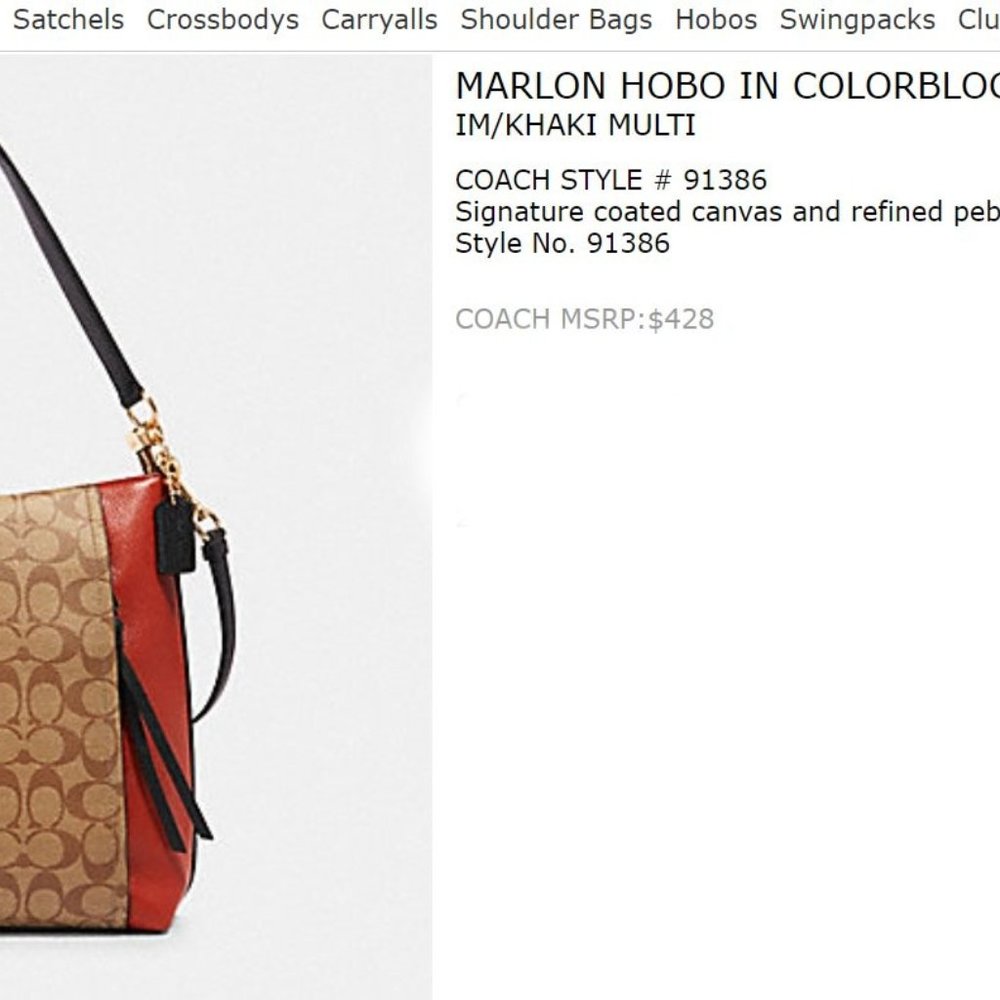 COACH Marlon Hobo 91386 Colorblock Sign Canvas Khaki/Orange, Crossbody in EUC - Picture 12 of 12